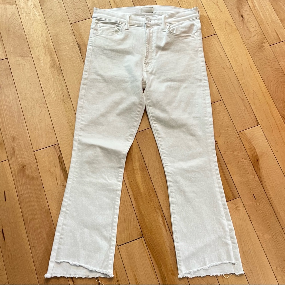 MOTHER Denim The Insider Crop Step Fray Fairest Of Them All White Jeans size 30 - Picture 2 of 12